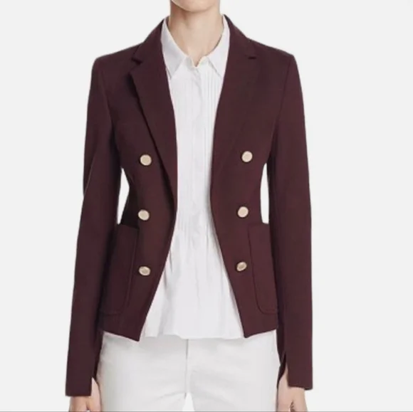 Theory Revolve Jontia K Open Front Blazer Jacket Burgundy Garnet Women's Size 0 - Picture 1 of 6